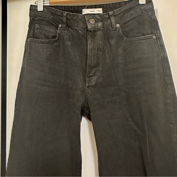 Mango Black wide leg Jeans with slight shiny coating - Picture 5 of 6